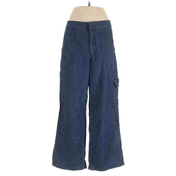 Dkny Denim - 013 DKNY Women’s Chambray Wide-Leg Cargo Pants (16, NWOT)